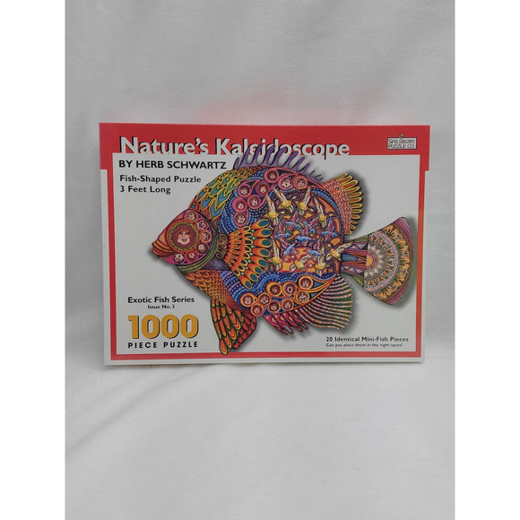 1998 Kaleidoscope Fish Shaped Puzzle By Herb Schwartz Exotic Fish Series 1000pc - Picture 1 of 8